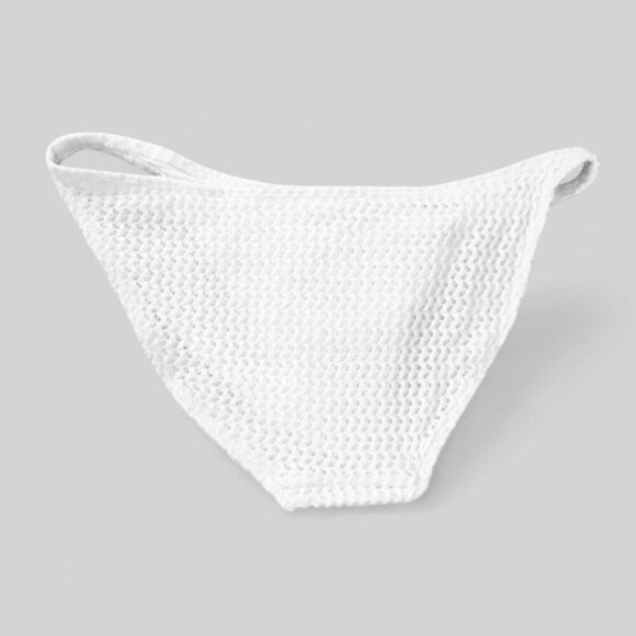 Andie Swim X Demi Moore Tropez Bikini Bottom White Crochet Textured Size L NWT - Picture 7 of 12